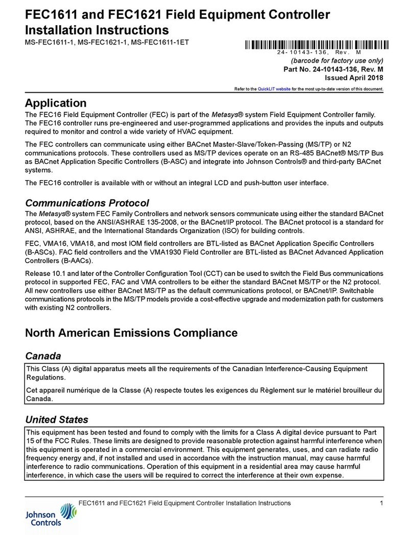 Johnson Controls FEC1611 User manual