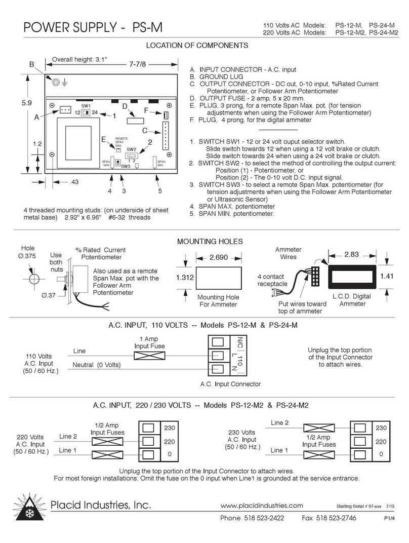 Placid Industries PS-12-M instructions