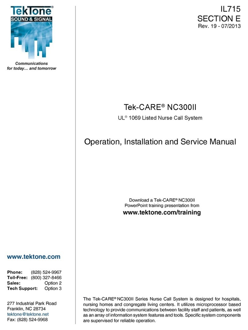 TekTone Tek-CARE NC300II Operation, installation and service manual