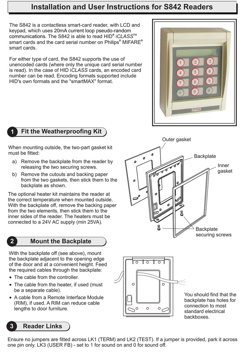 AMAG Technology S842 Installation and user instructions