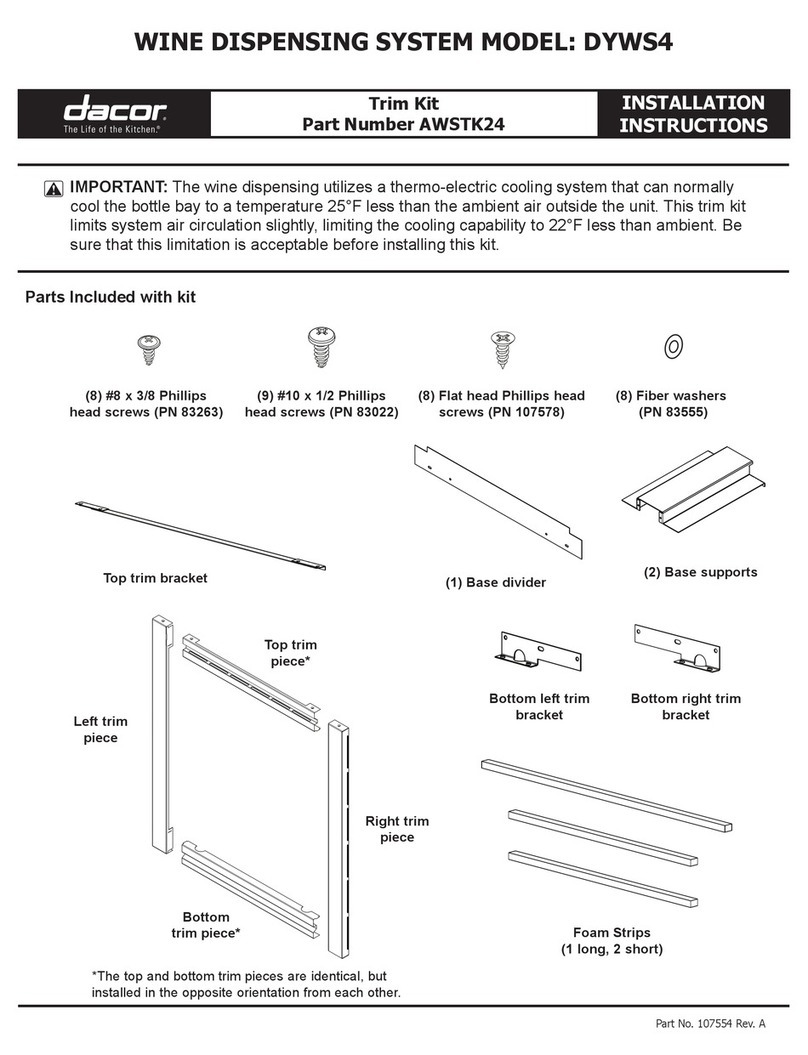 Dacor Discovery DYWS4 installation instructions