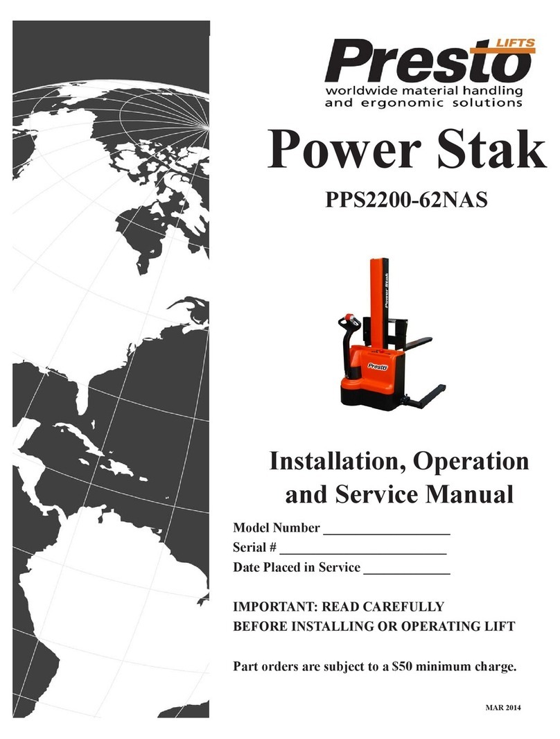 Presto Lifts Power Stak PPS2200-62NAS Installation, operation and service manual