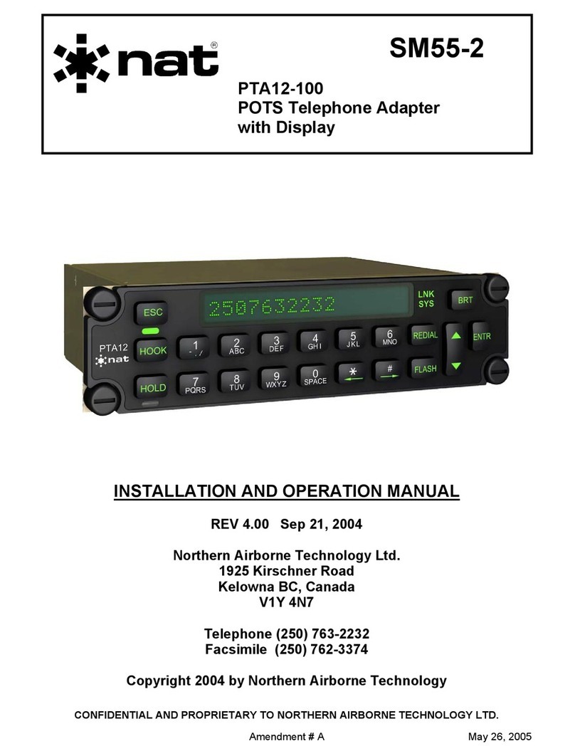 Nat PTA12-100 Installation and operation manual