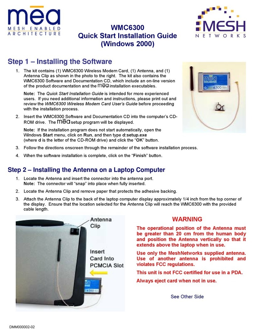 MeshNetworks WMC6300 Quick start installation guide