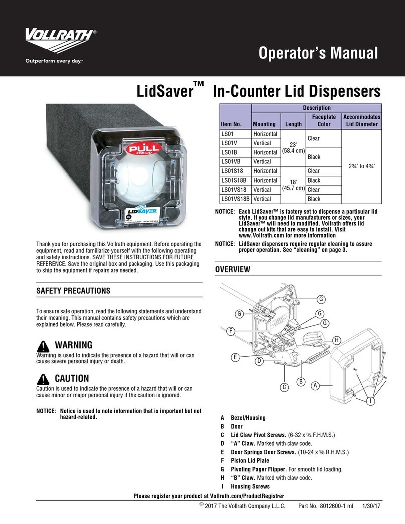 Vollrath LidSaver LS01 User manual Vollrath LidSaver LS01 User manual