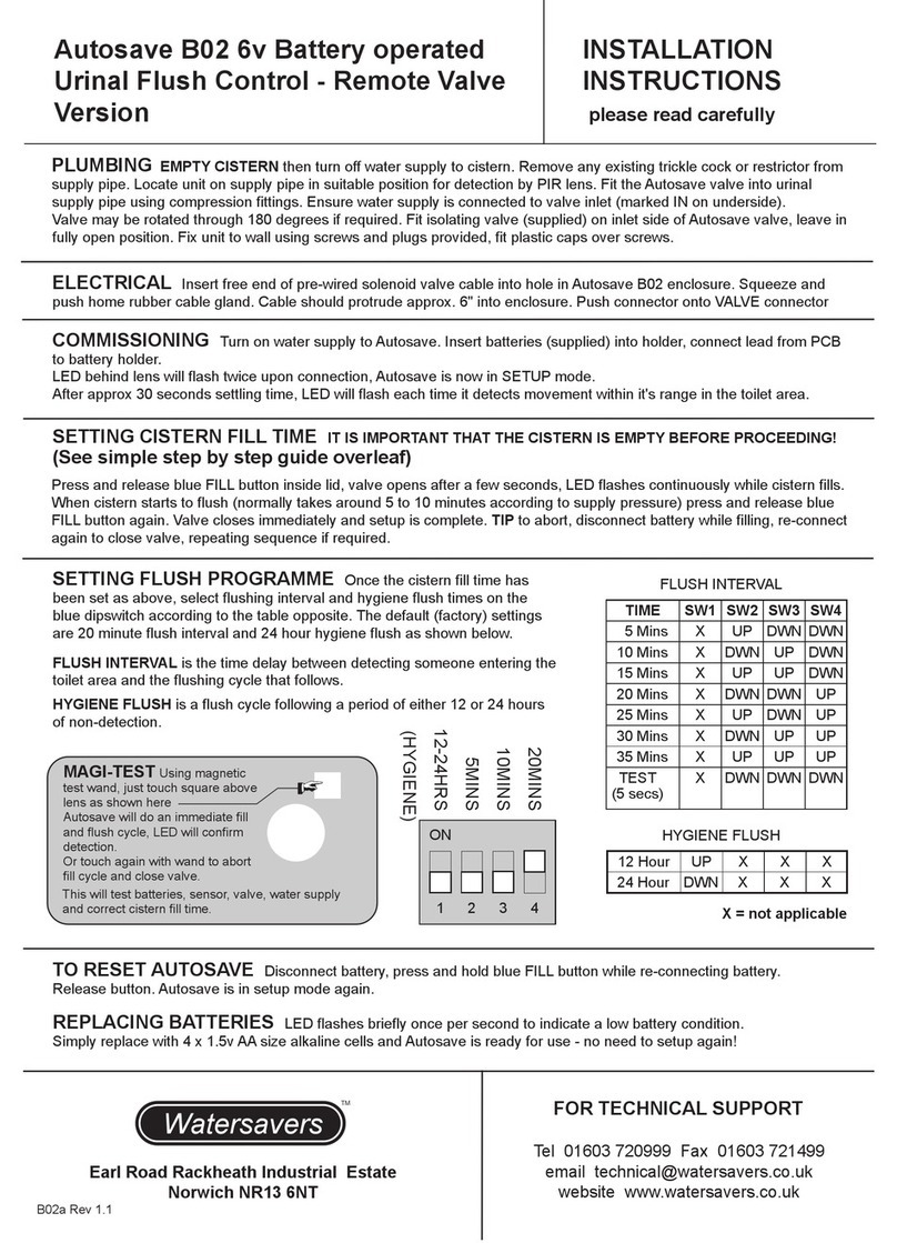 Watersavers Autosave B02 installation instructions
