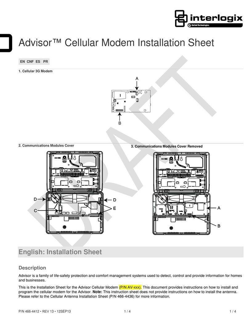 Interlogix Advisor series Installation sheet