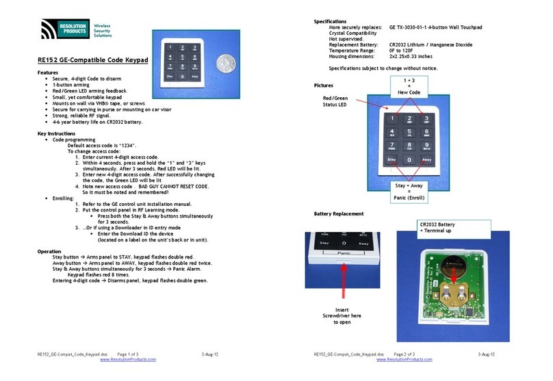 Resolution Products RE152 user manual