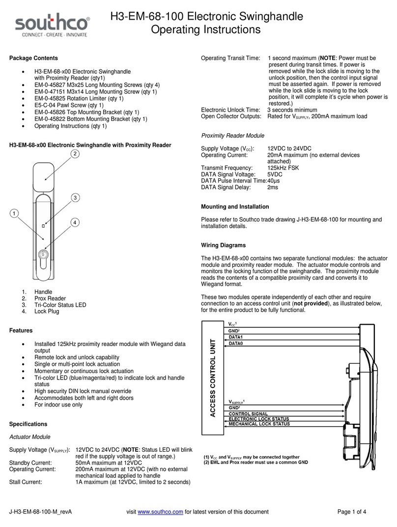 Southco H3-EM-68-100 operating instructions