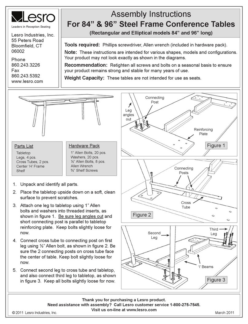 Lesro 84" Rectangular Steel Frame Conference Table Assembly instructions