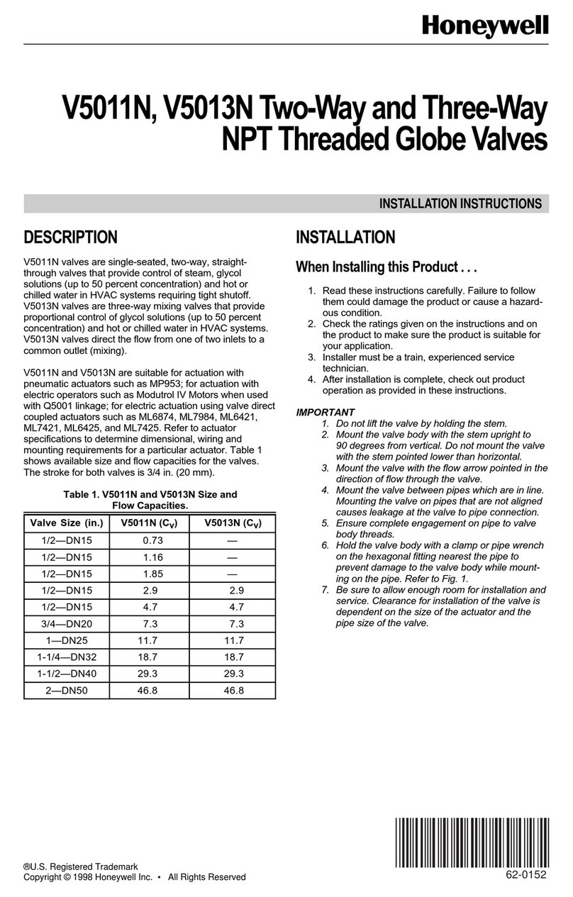 Honeywell V5011N installation instructions