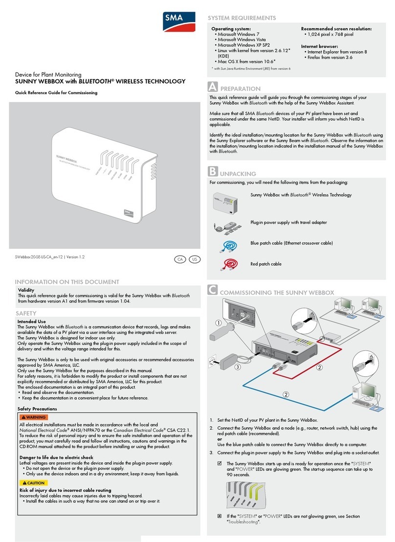 SMA SUNNY WEBBOX with Bluetooth User manual