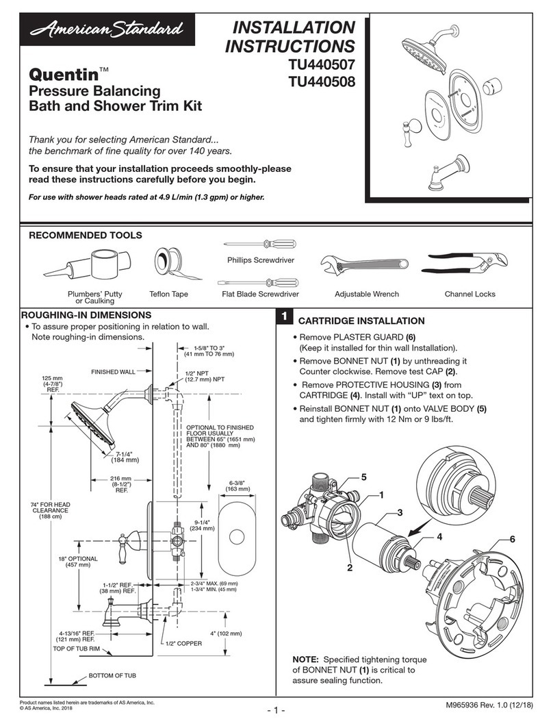 American Standard Quentin TU440507 User manual American Standard Quentin TU440507 User manual