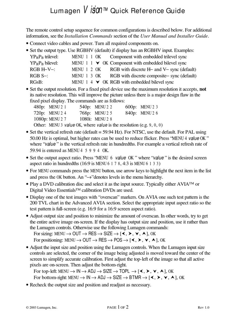Lumagen Vision series User manual