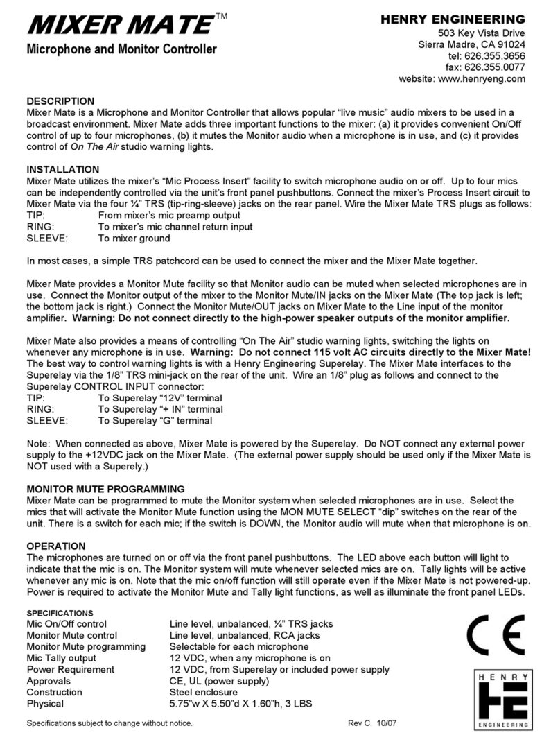 Henry Engineering MIXER MATE manual