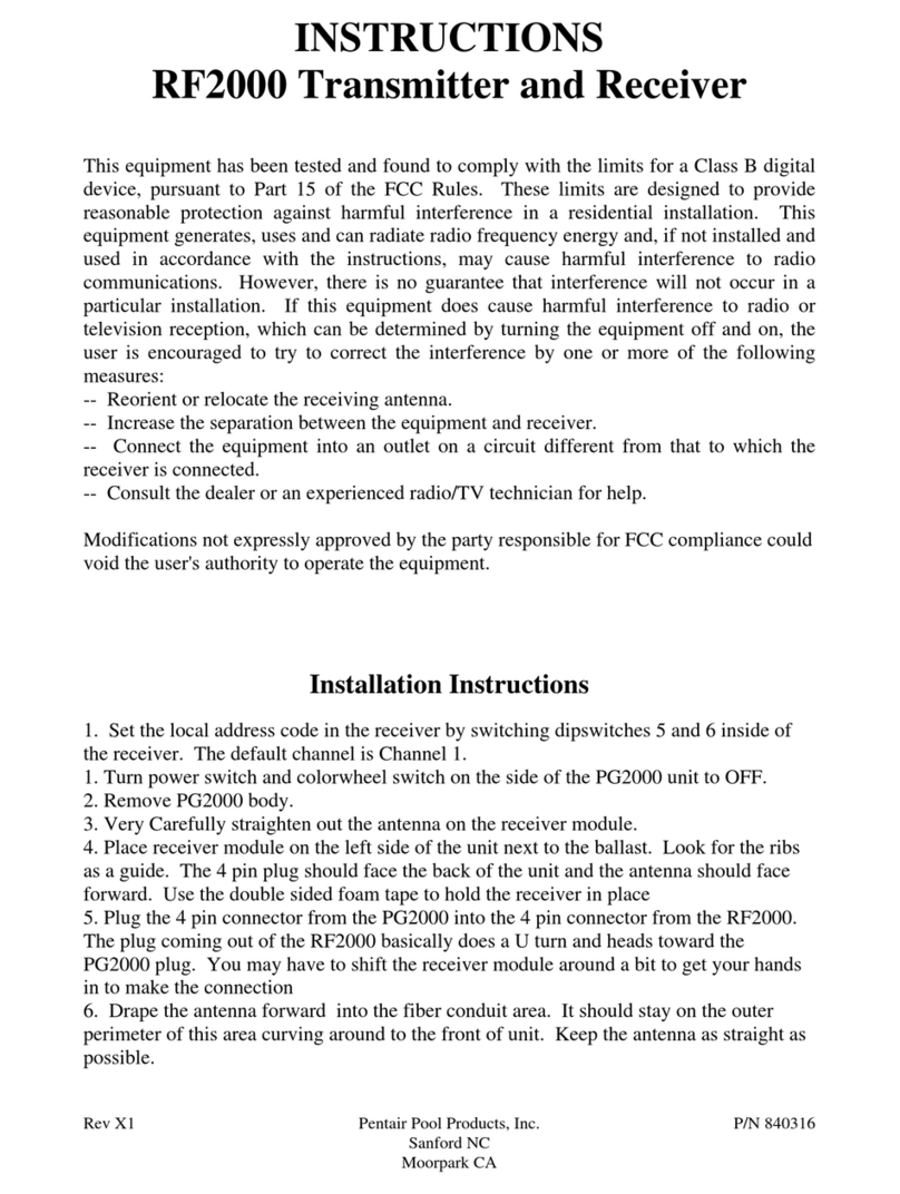 Pentair Pool Products RF2000 Instructions for use