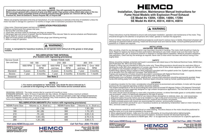 HEMCO CE 13094 Installation, Operation, Maintenance Manual Instructions