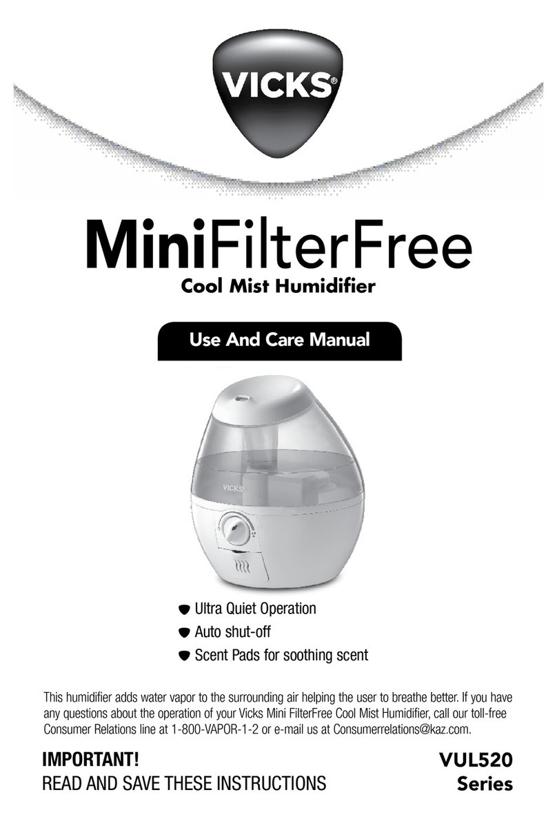 Vicks MiniFilterFree VUL520 use and care manual