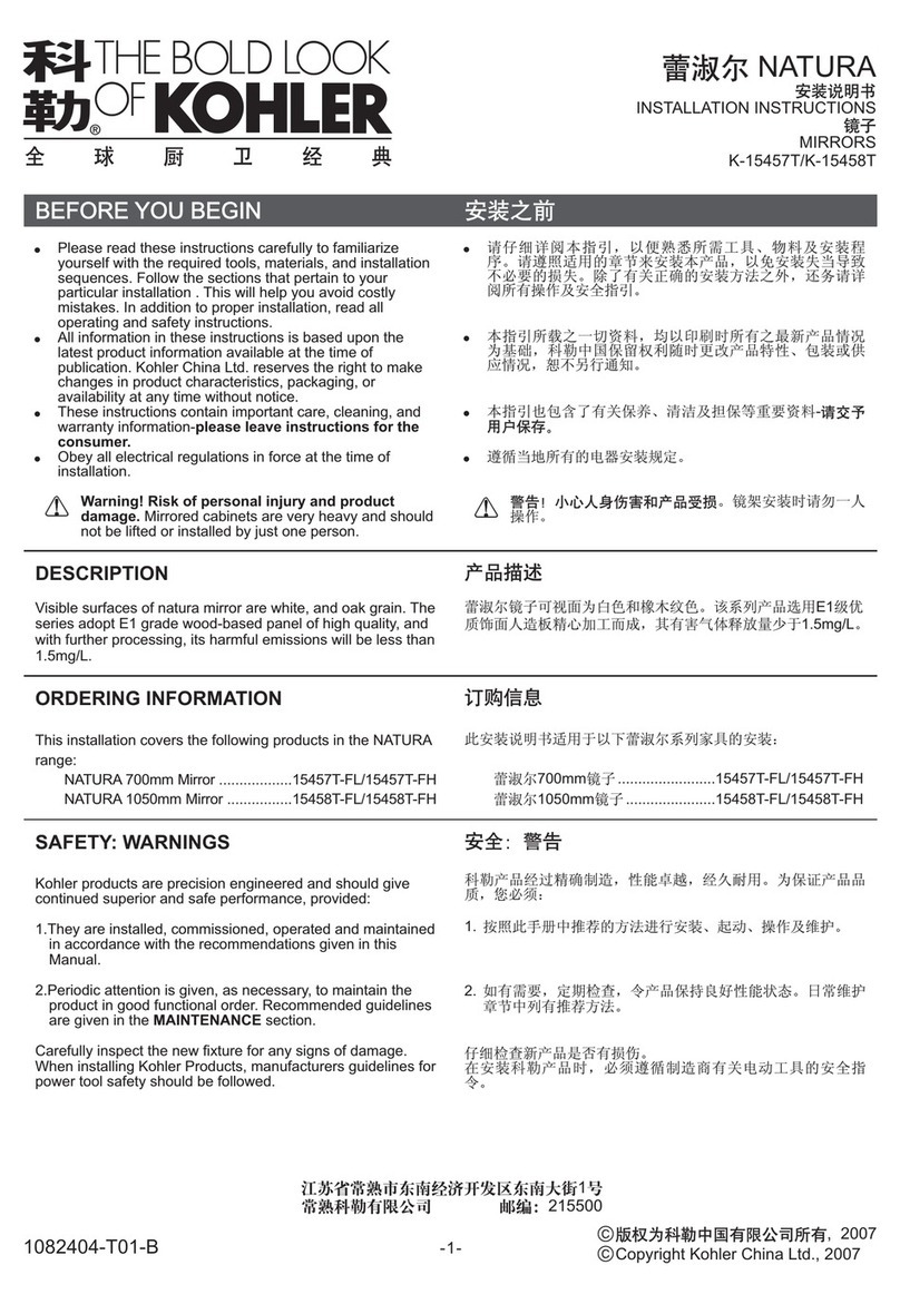 Kohler Natura 15457T User manual