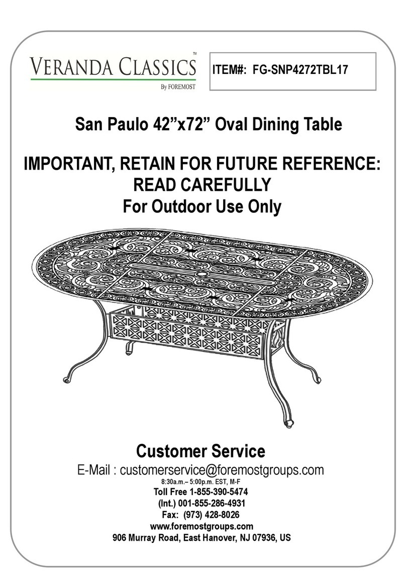 VERANDA CLASSICS San Paulo FG-SNP4272TBL17 user manual VERANDA CLASSICS San Paulo FG-SNP4272TBL17 user manual