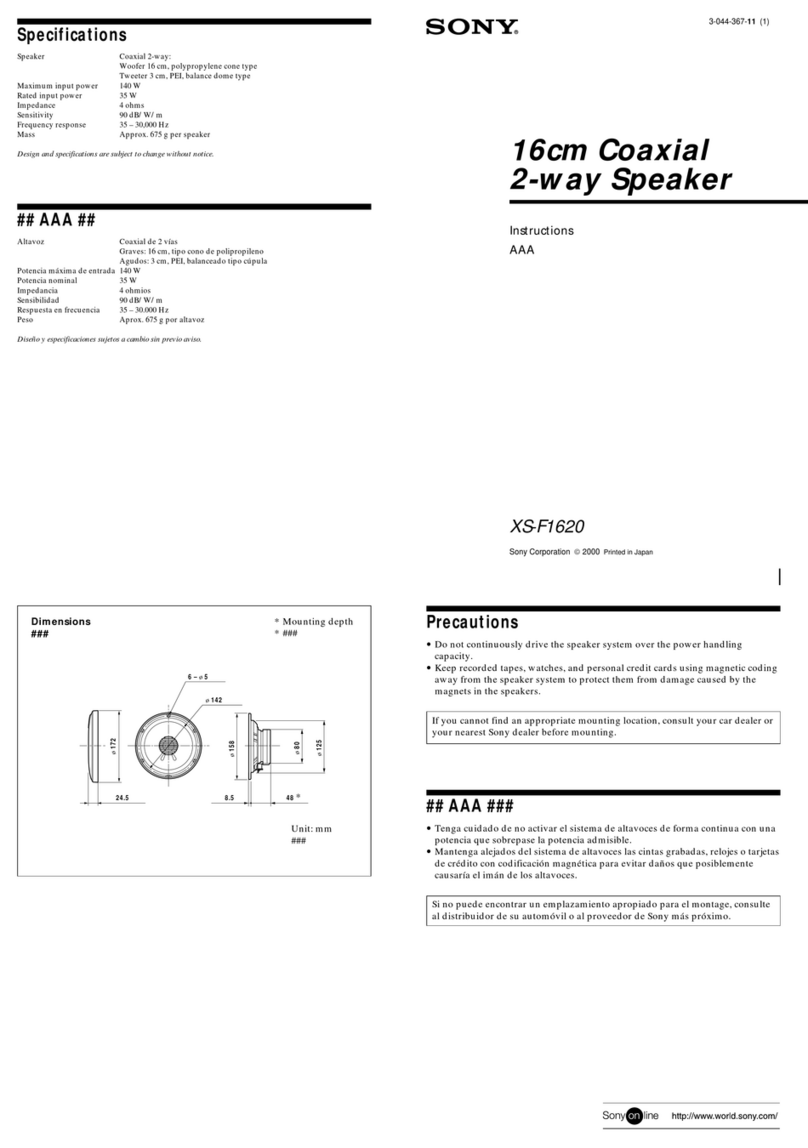 Sony XS-F1620 instructions