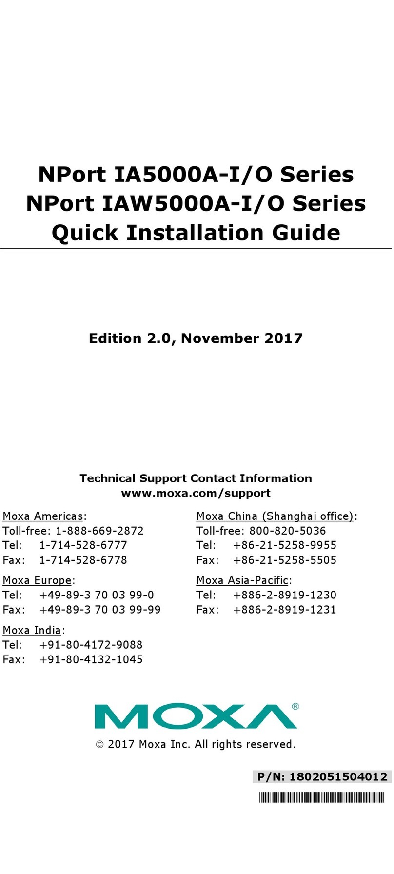 Moxa Technologies NPort IA5000A-I/O series User manual