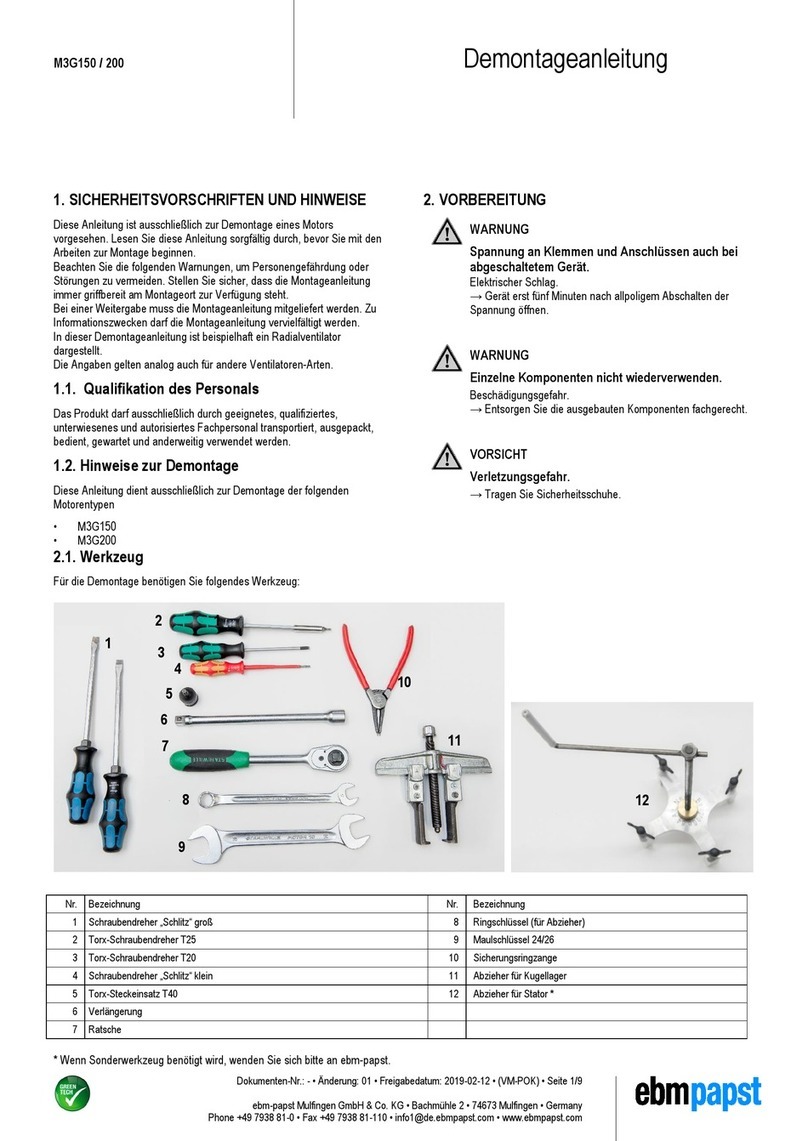 Ebmpapst M3G150 Installation instructions