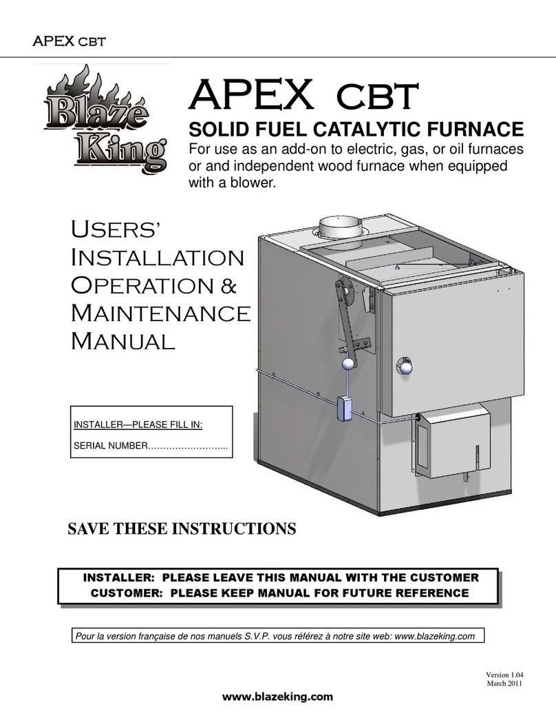 Blaze King APEX CBT Owner's manual