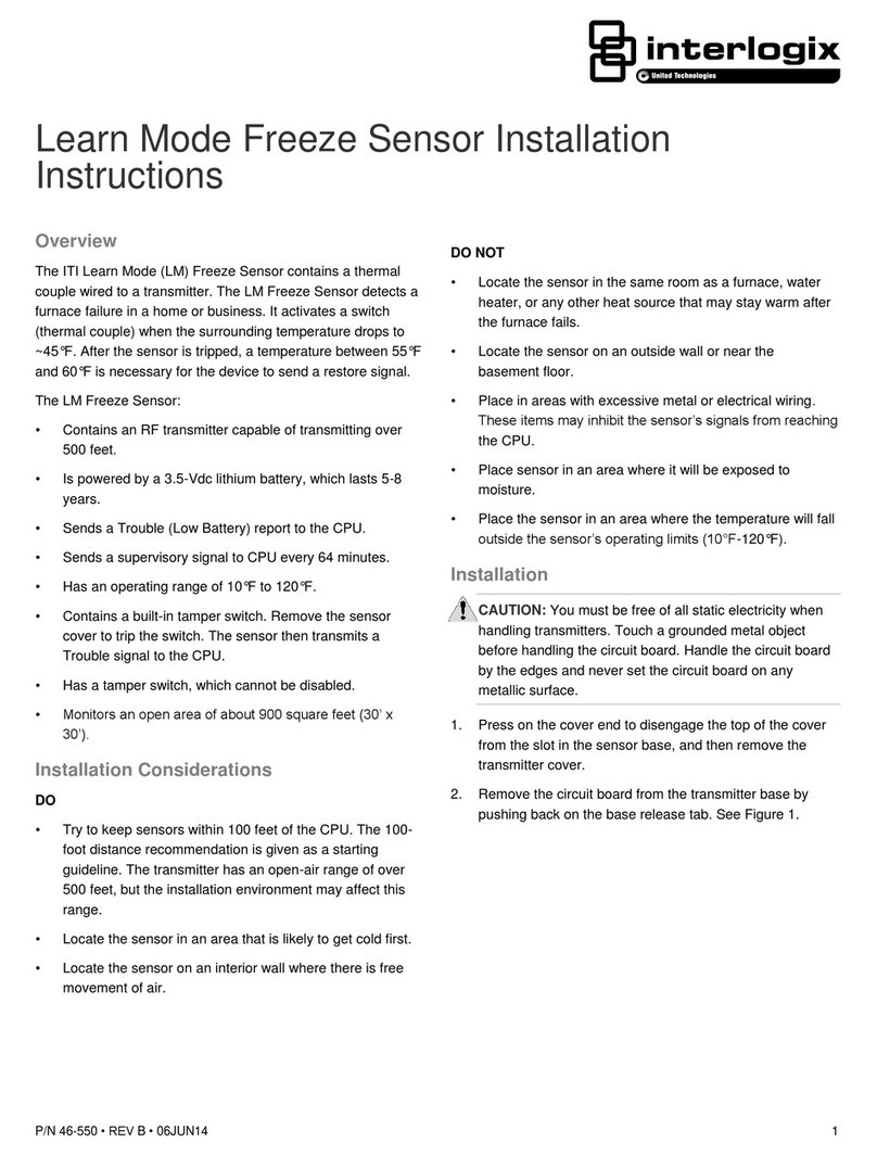 Interlogix Learn Mode Freeze Sensor User manual