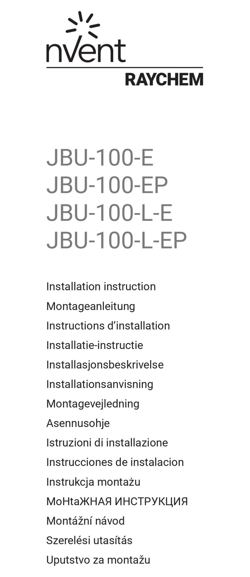 nvent Raychem JBU-100-E User manual
