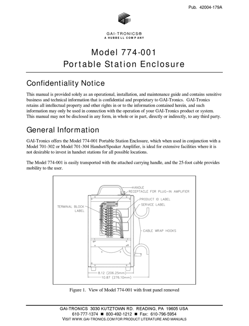 GAI-Tronics 774-001 Installation, operation and maintenance guide