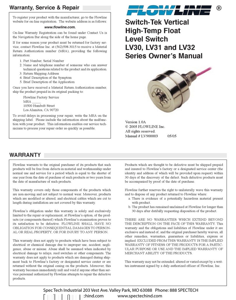 FlowLine Switch-Tek LV30 Series User manual FlowLine Switch-Tek LV30 Series User manual