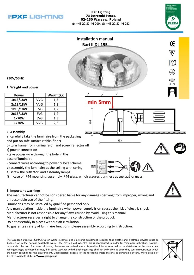 PXF Lighting Bari II DL 195 installation manual