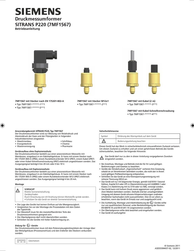 Siemens SITRANS P220 operating instructions