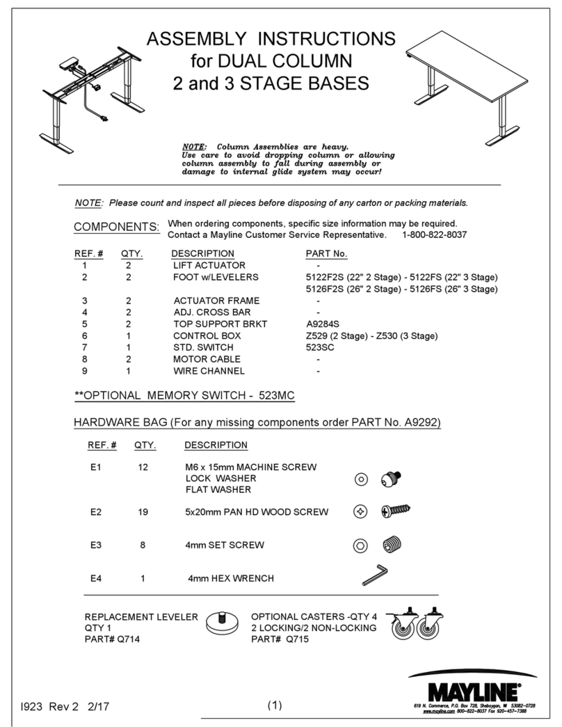 Mayline DUAL COLUMN 2 STAGE BASES Assembly instructions