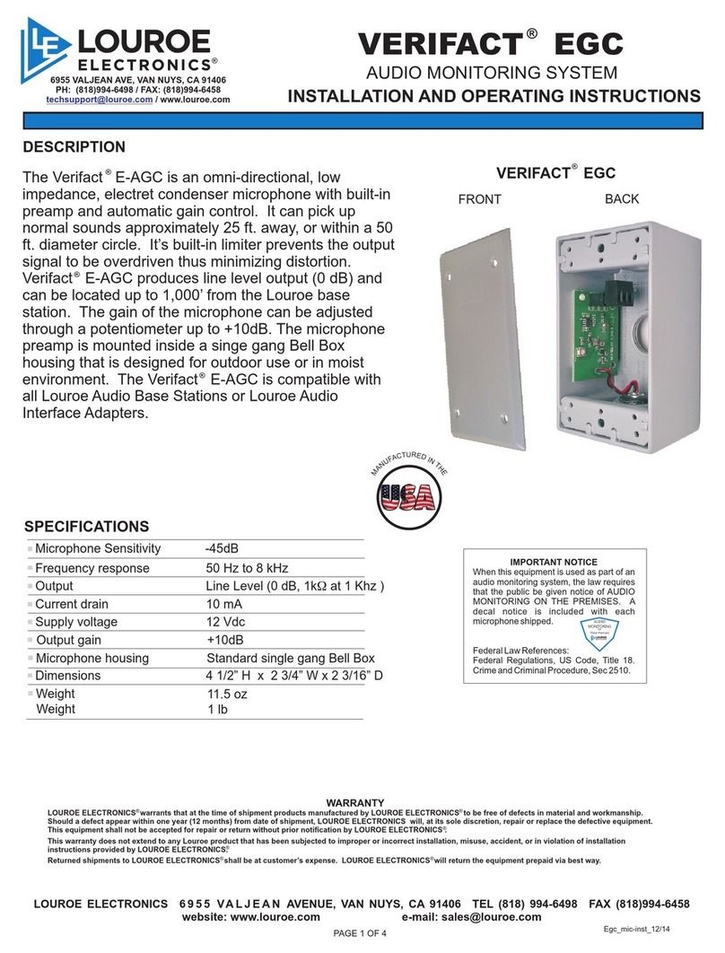 Louroe VERIFACT EGC Installation and operating instructions