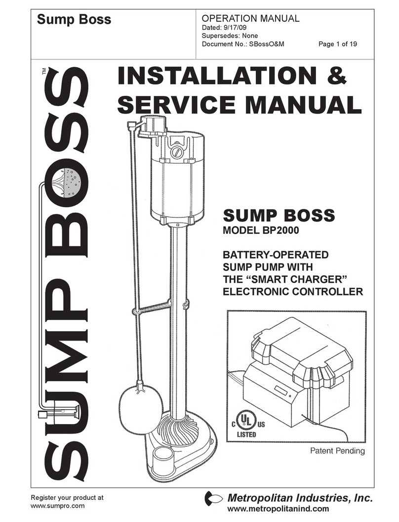 Metropolitan Industries Sump Boss BP2000 Installation & service manual