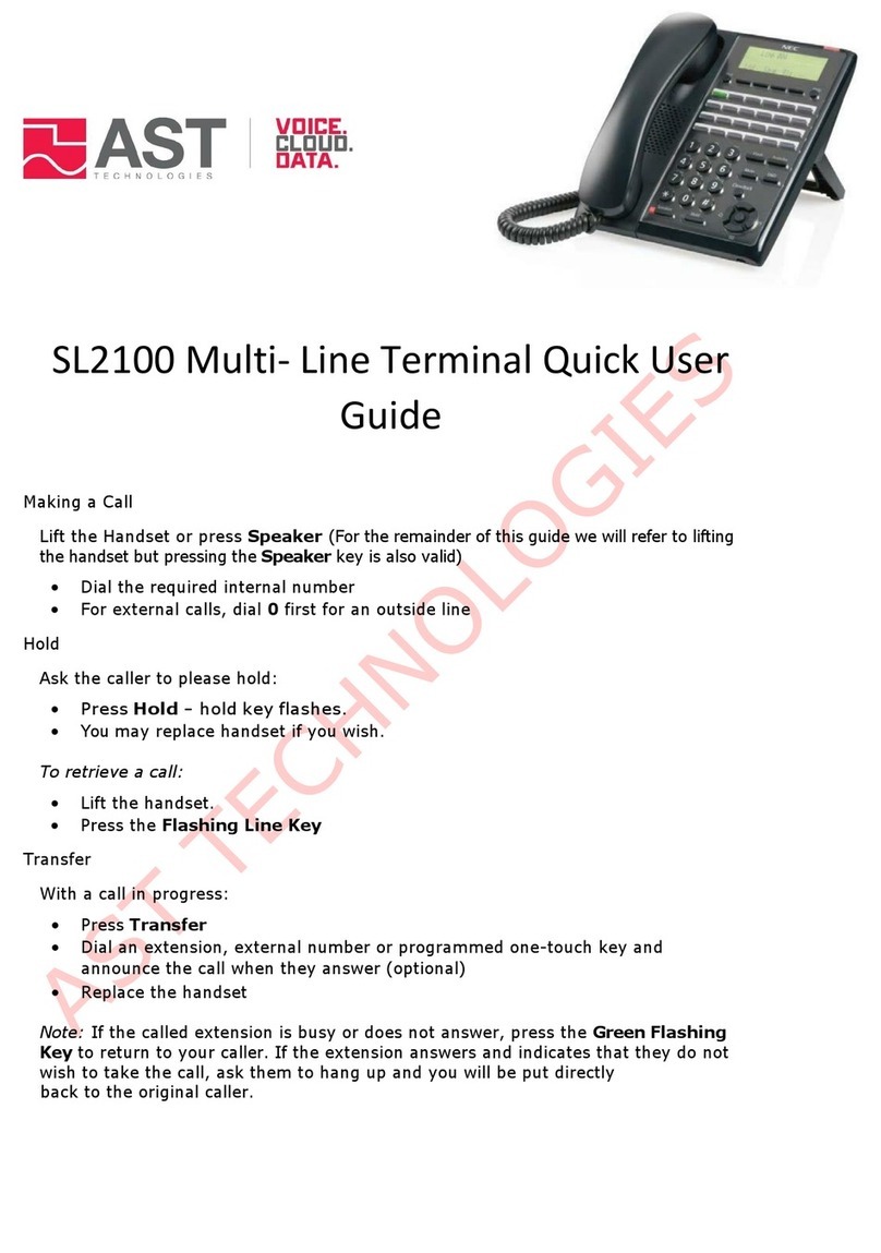 NEC UNIVERGE SL2100 Instruction manual