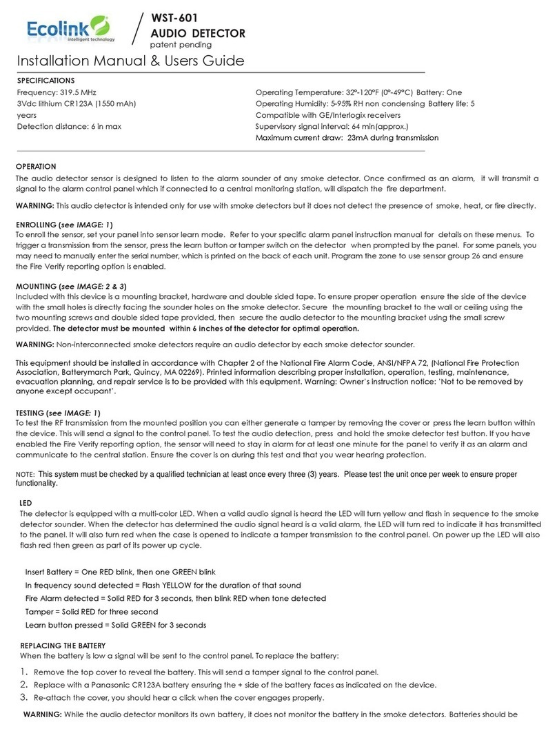 Ecolink WST-601 Installation manual & users guide