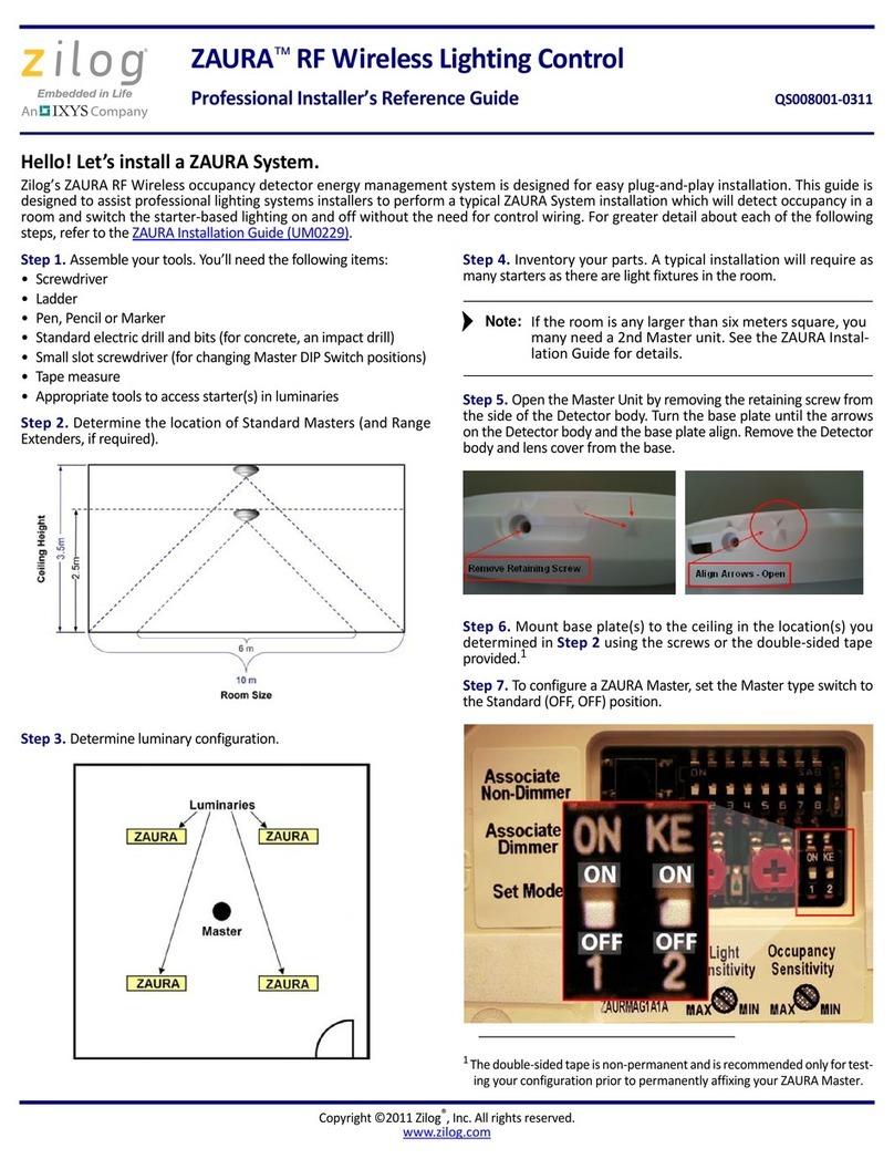 ZiLOG ZAURA RF Installer's reference guide ZiLOG ZAURA RF Installer's reference guide