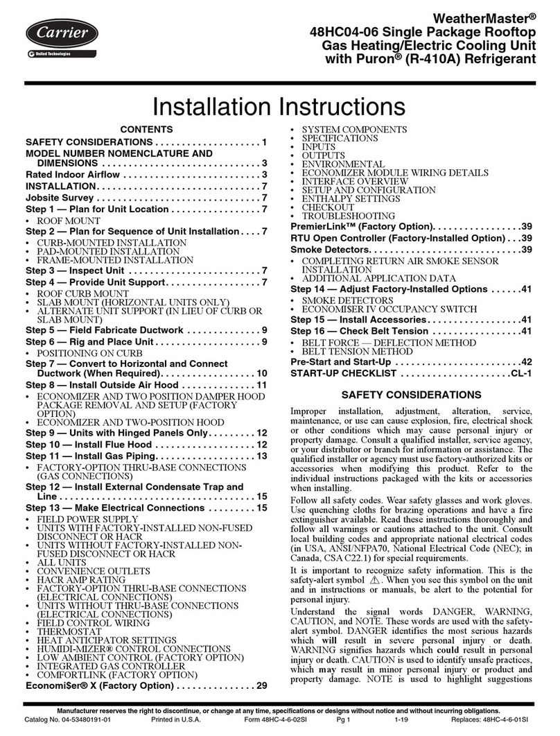 Carrier WeatherMaster 48HC04 Series User manual