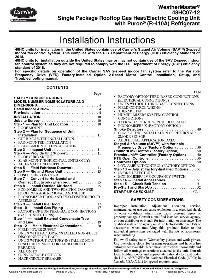 Carrier WeatherMaster 48HC07 Series User manual Carrier WeatherMaster 48HC07 Series User manual