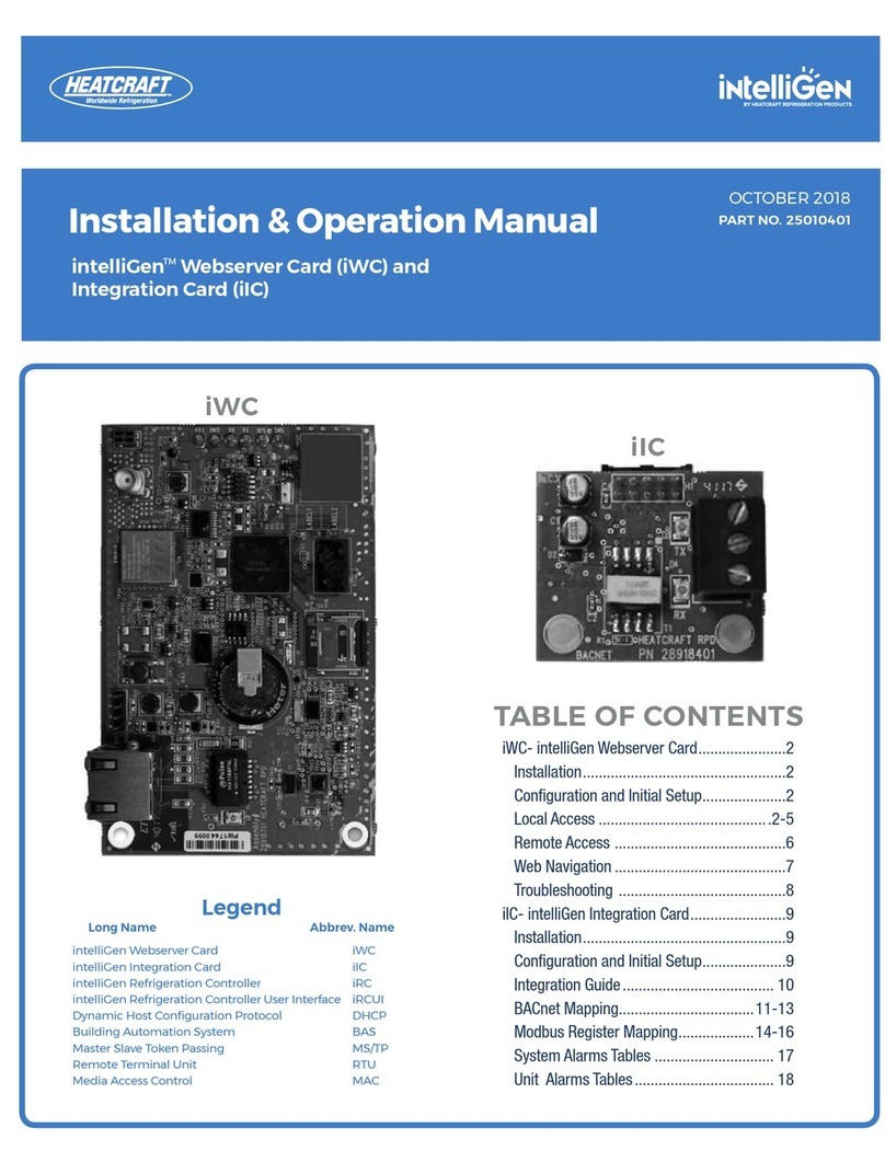 Heatcraft intelliGen Integration Card iIC Installation & operation manual