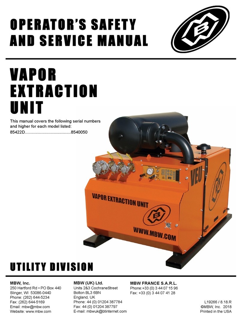 MBW VAPOR EXTRACTION UNIT Operator's safety and service manual