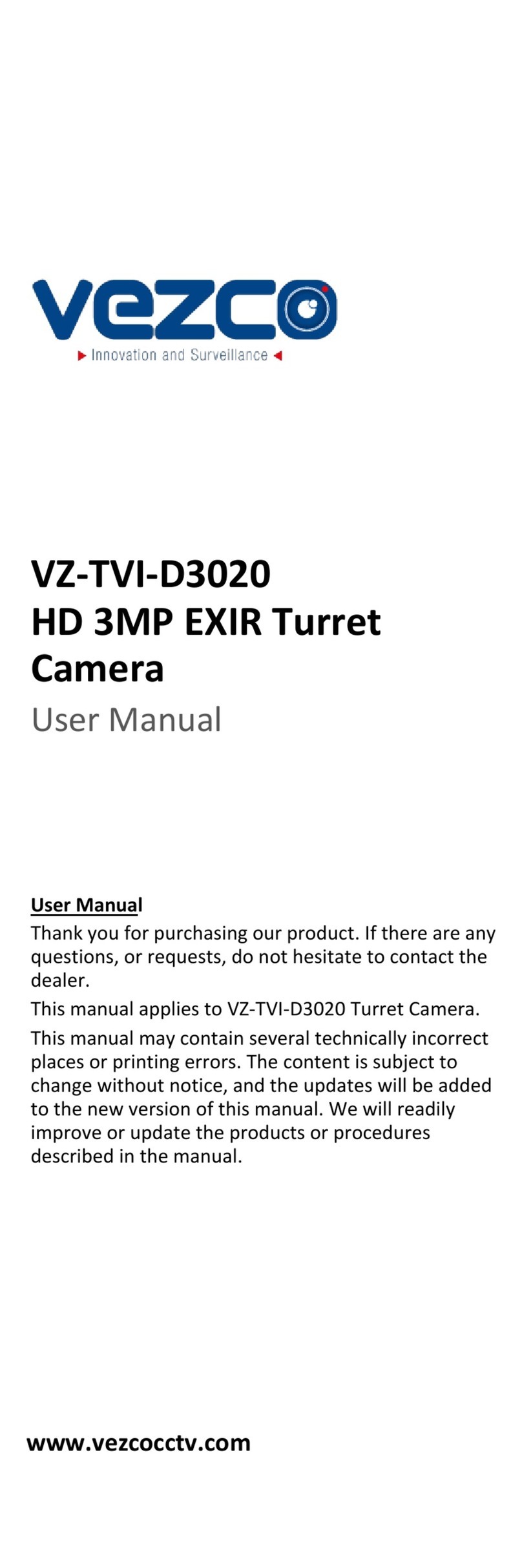 Vezco VZ-TVI-D3020 User manual