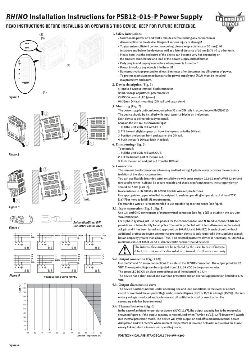 AutomationDirect Rhino PSB12-015-P installation instructions