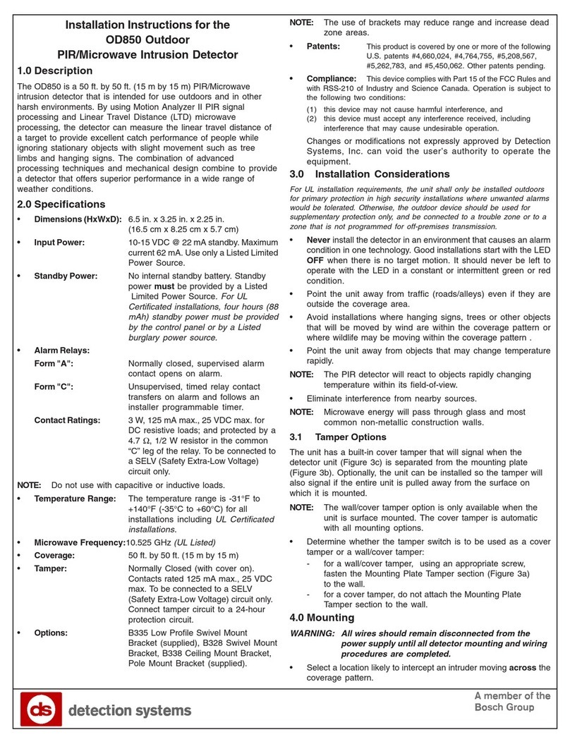 Detection Systems OD850 installation instructions