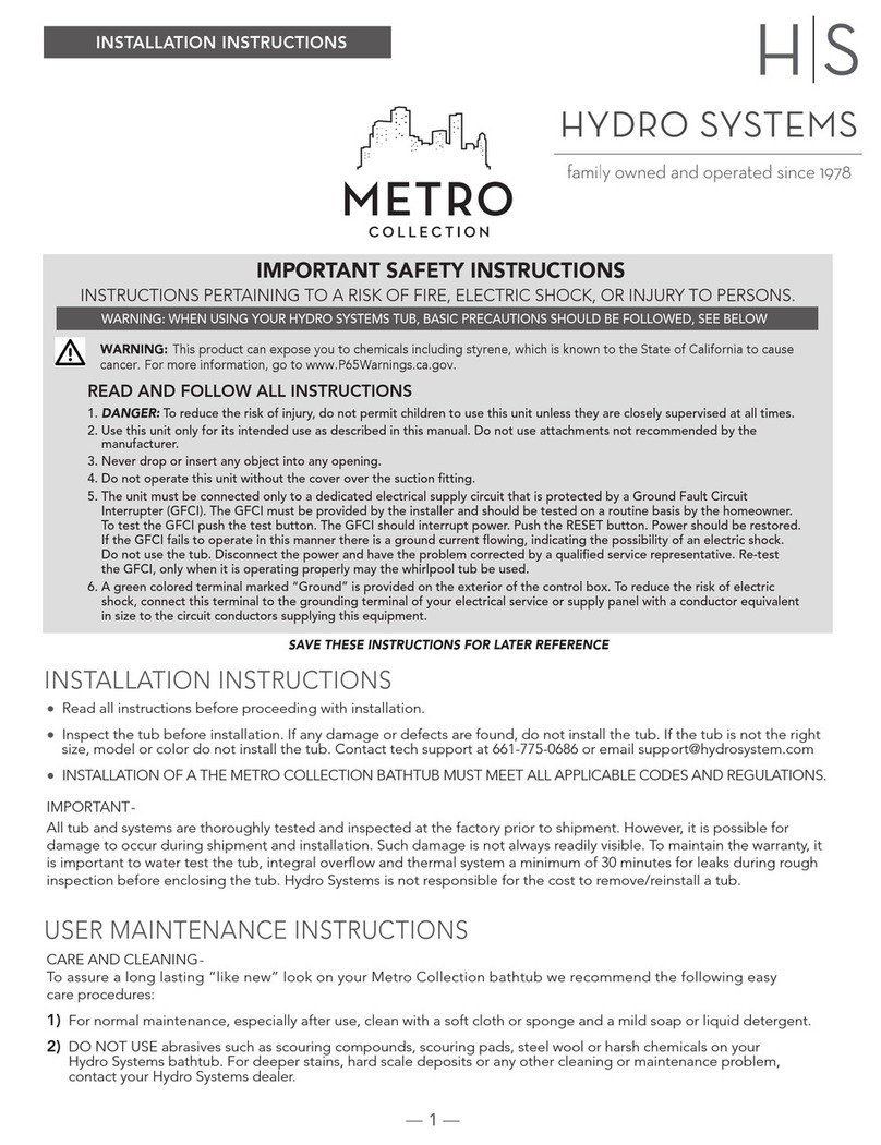 Hydro systems Metro Collection User manual