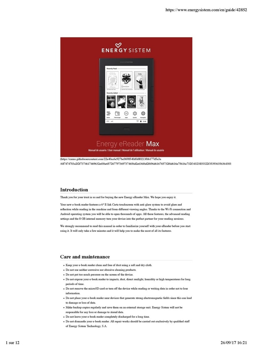ENERGY SISTEM Energy eReader max user manual
