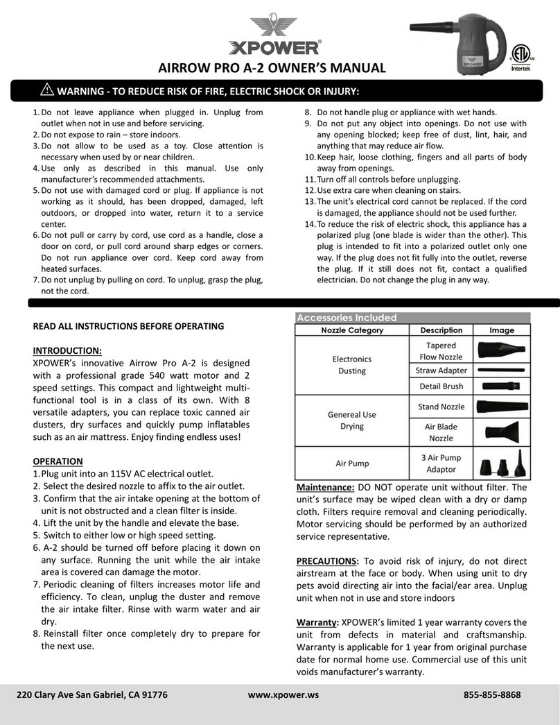 XPower AIRROW PRO A-2 User manual XPower AIRROW PRO A-2 User manual